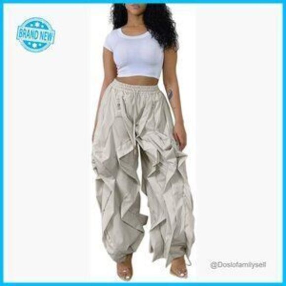 Pants - Y2K Cargo Pants Baggy Loose Fit Drawstring Wide Leg Streetwear Sweatpants